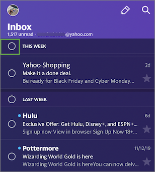 Image de la boîte de réception Yahoo Courriel.